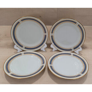 Set of 4 Noritake Blue Dawn 6611 Bread Plates 6 3/8” Japan Gold Trim Vintage 1